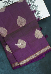 Dual Shade Jamun Purple - Raaga - Lightweight Semi tussar saree with bog buttas and small border
